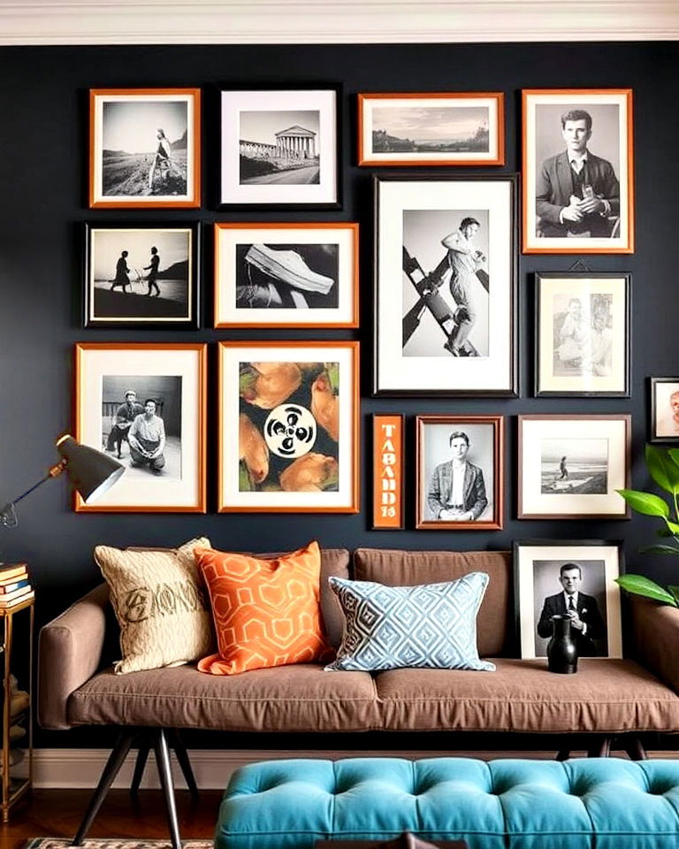 modern and vintage pieces for eclectic gallery wall - 25 Eclectic Gallery Wall Ideas