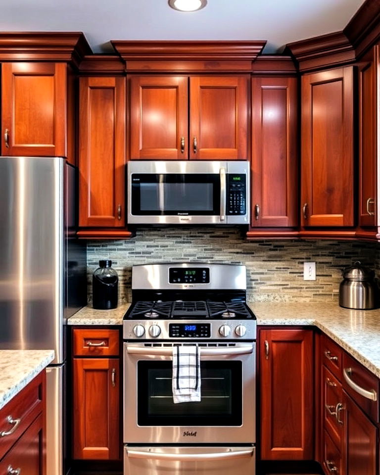 modern appliances and cherry cabinets - 15 Natural Cherry Kitchen Cabinets