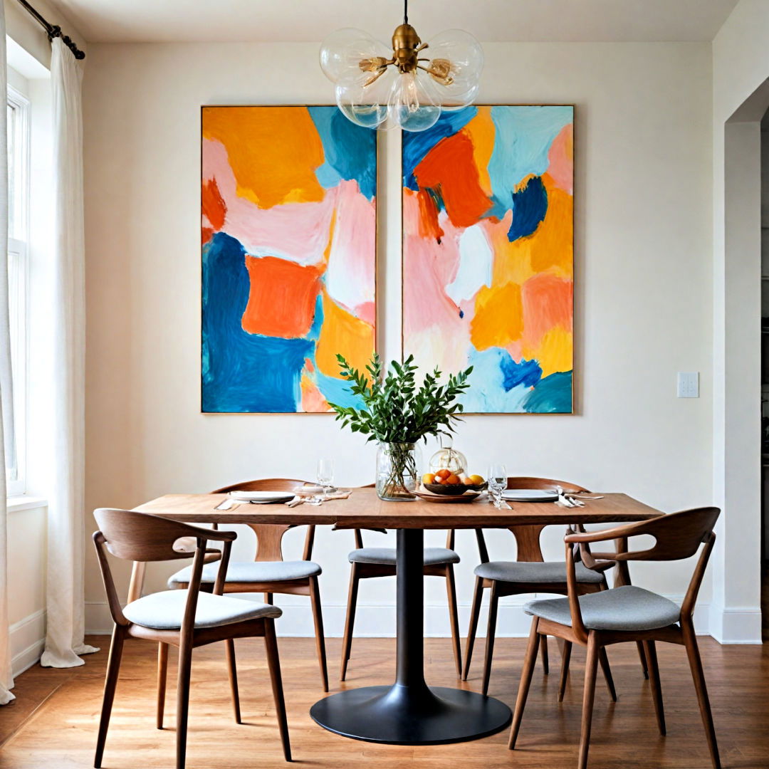 modern art piece for a contemporary vibe - 40 Dining Room Decor Ideas