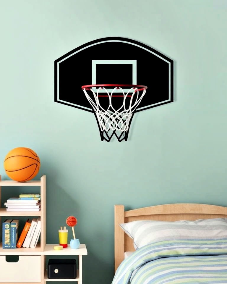 modern basketball hoop wall decal - 25 Basketball Room Decor Ideas