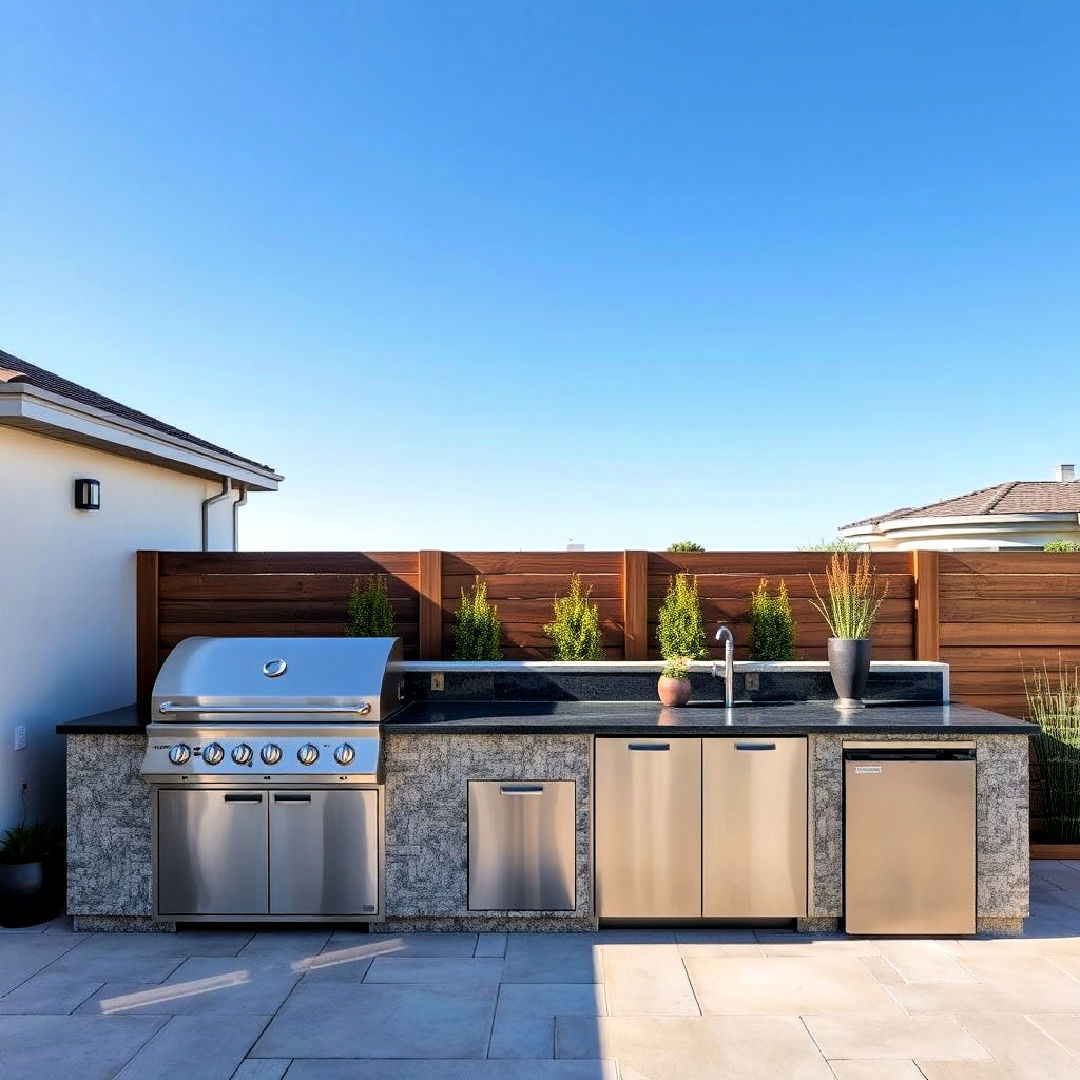 modern bbq area with stainless steel finish - 40 Bbq Area Ideas