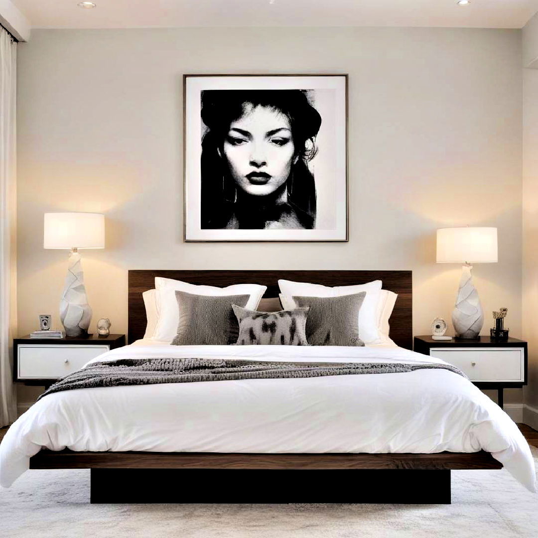 modern bedroom with artistic minimalism - 40 Modern Bedroom Ideas