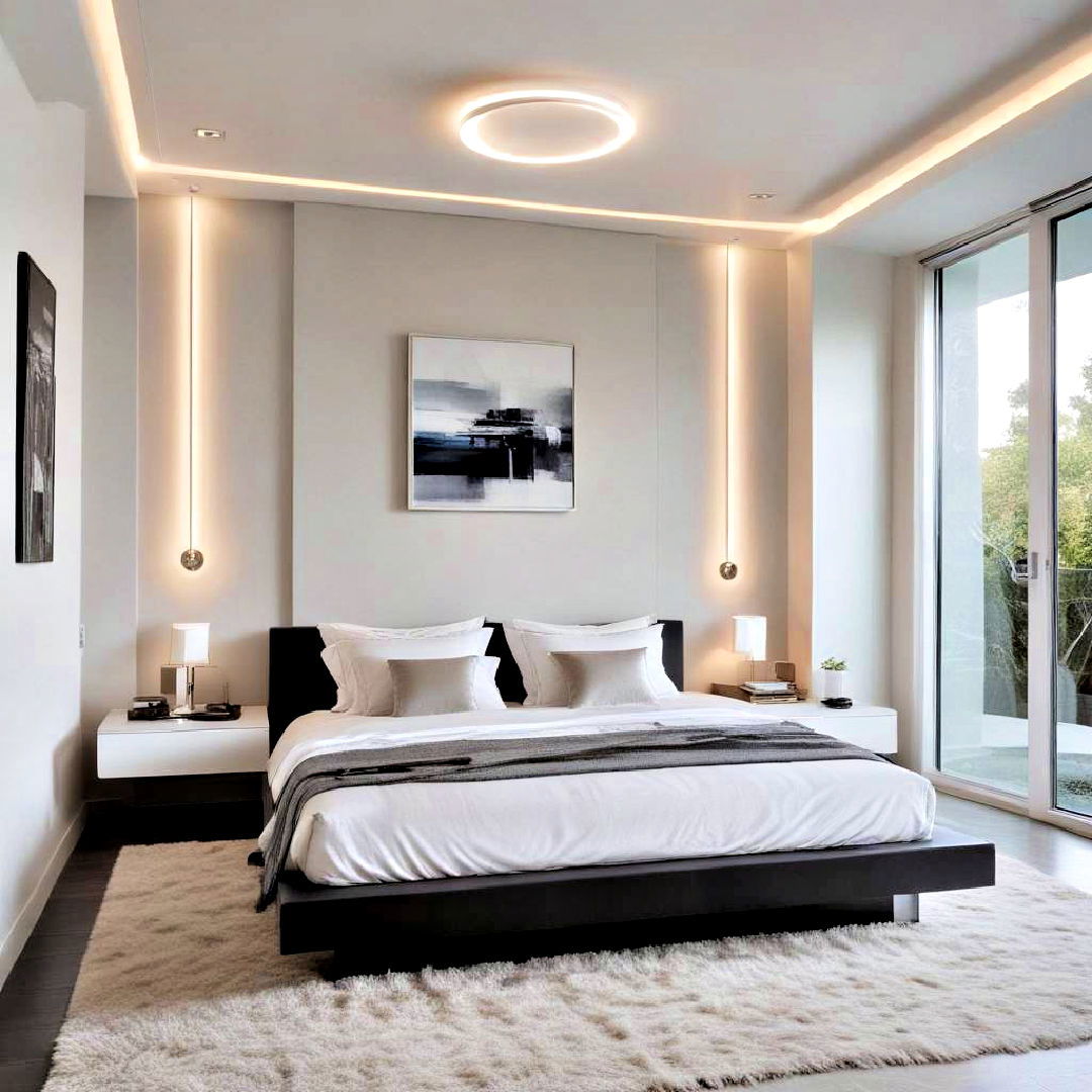 modern bedroom with high tech elements - 40 Modern Bedroom Ideas