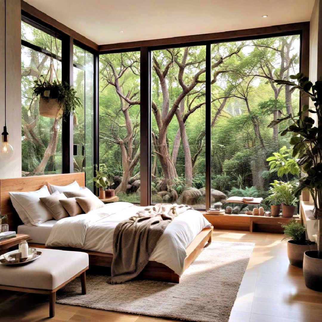 modern bedroom with nature nook - 40 Modern Bedroom Ideas