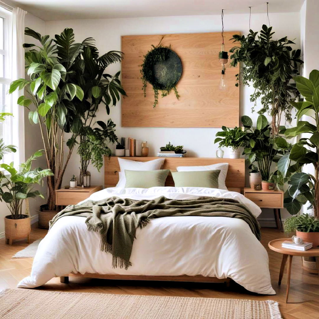 modern bedroom with vibrant urban jungle - 40 Modern Bedroom Ideas