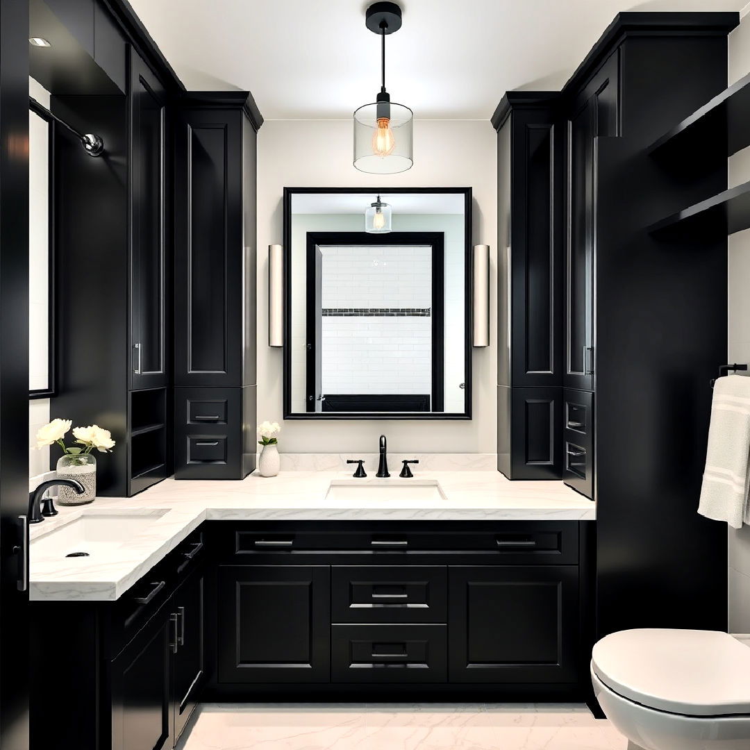 modern black cabinets for bathroom - 25 Bathroom With Black Cabinets Ideas