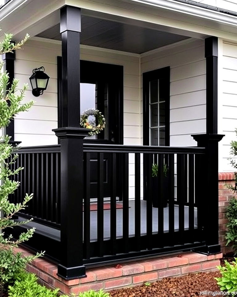modern black porch railing - 15 Black Porch Ideas