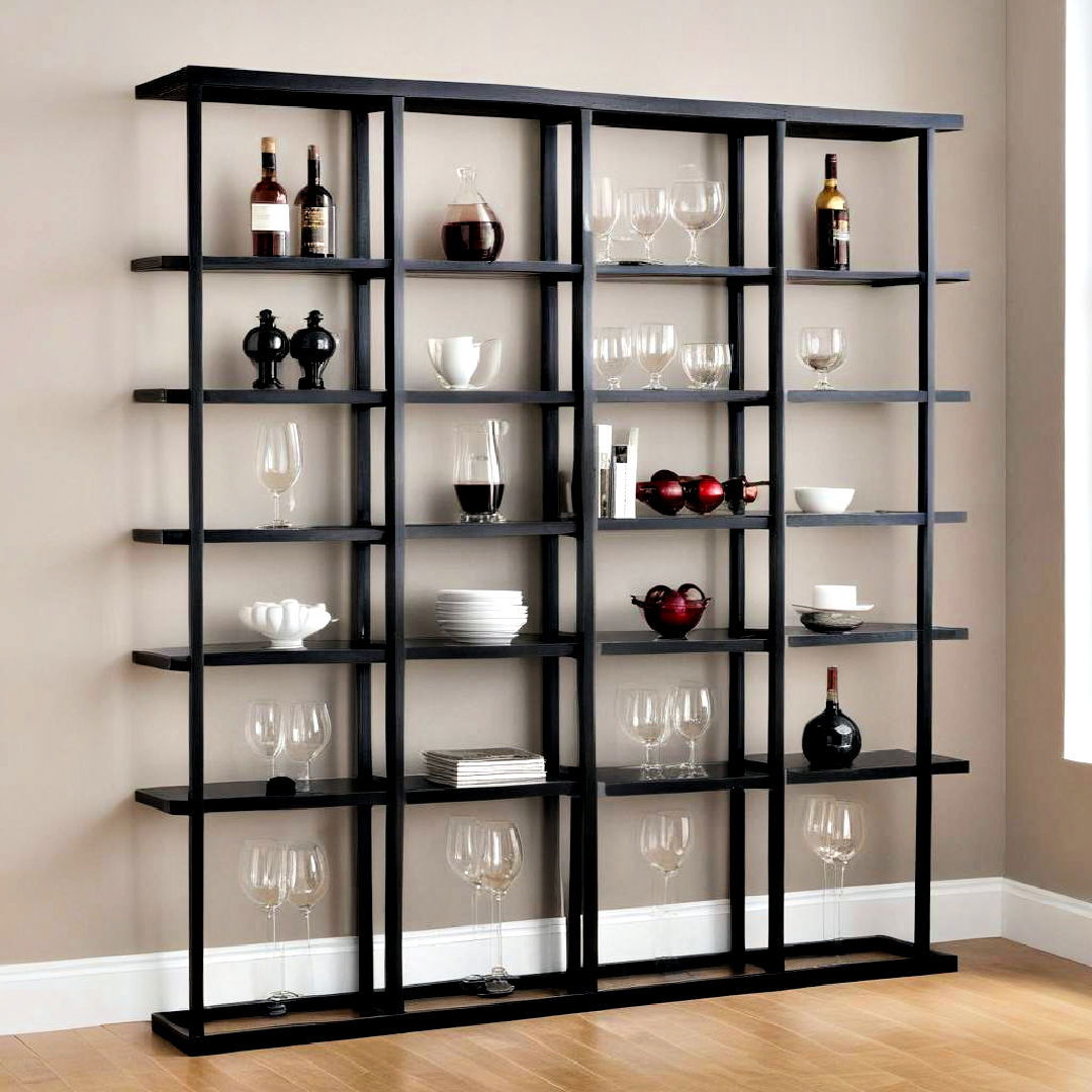 modern black shelving unit - 30 Black Dining Room Ideas