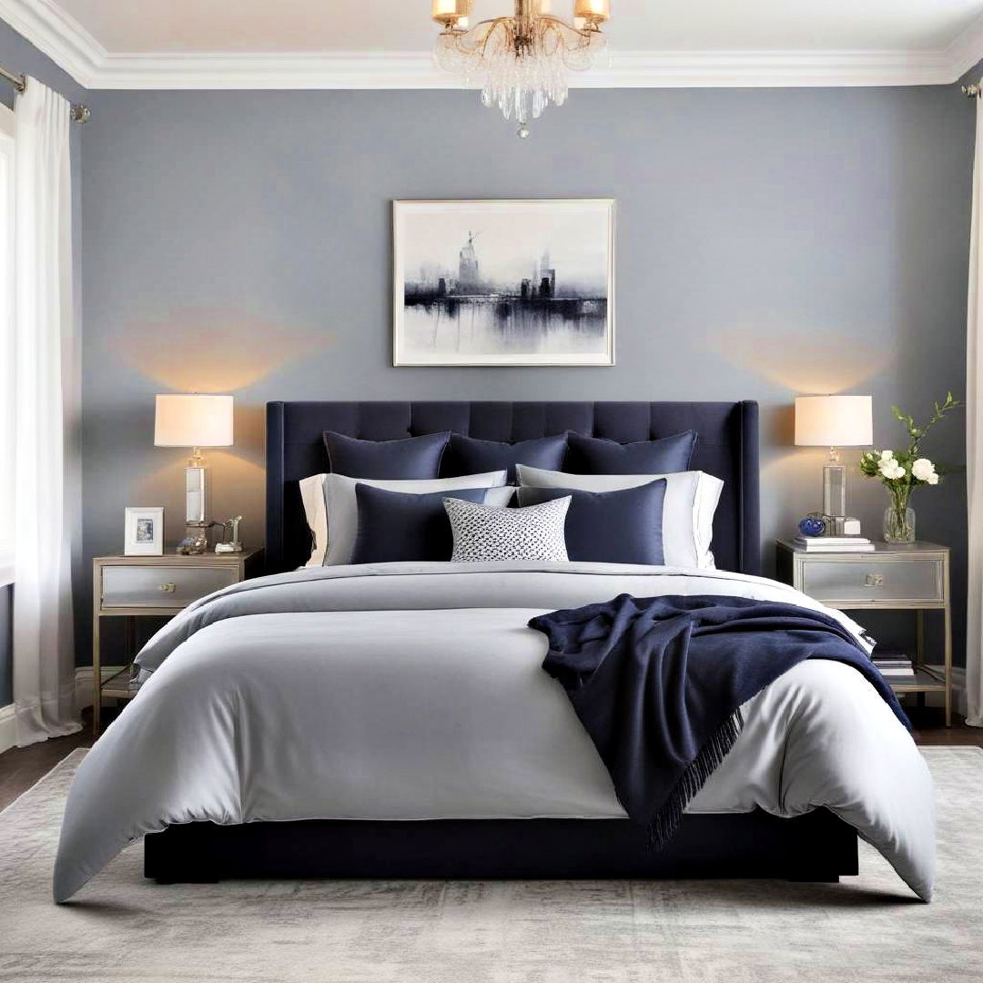 modern blue and grey combination - 40 Blue Bedroom Ideas