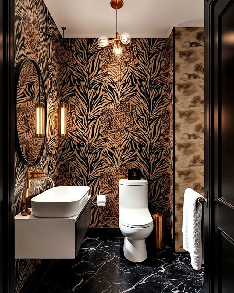 modern bold animal prints - 30 Bathroom Wallpaper Ideas
