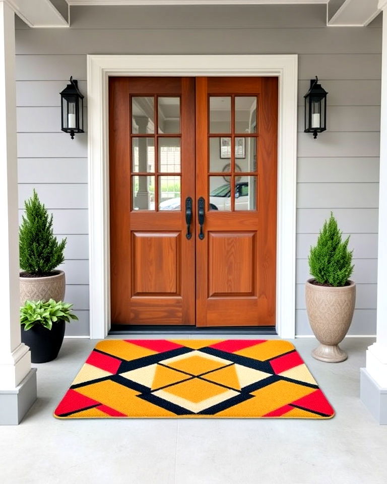 modern bold geometric pattern mat - 15 Front Door Mat Ideas
