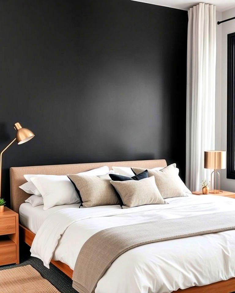 modern charcoal accent wall for bedroom - 15 Charcoal Bedroom Ideas