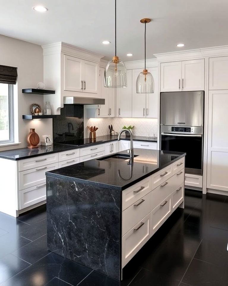 modern charcoal quartz countertops - 20 Quartz Kitchen Countertops