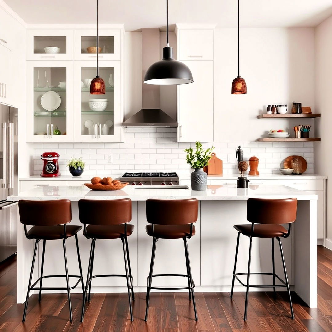 modern chocolate brown bar stools - 20 Brown Kitchen Ideas