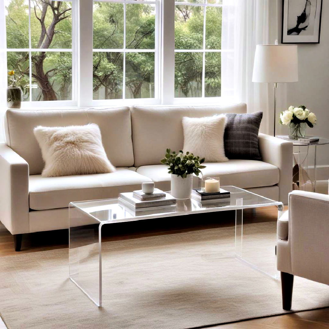 modern clear acrylic table - 40 Neutral Living Room Ideas