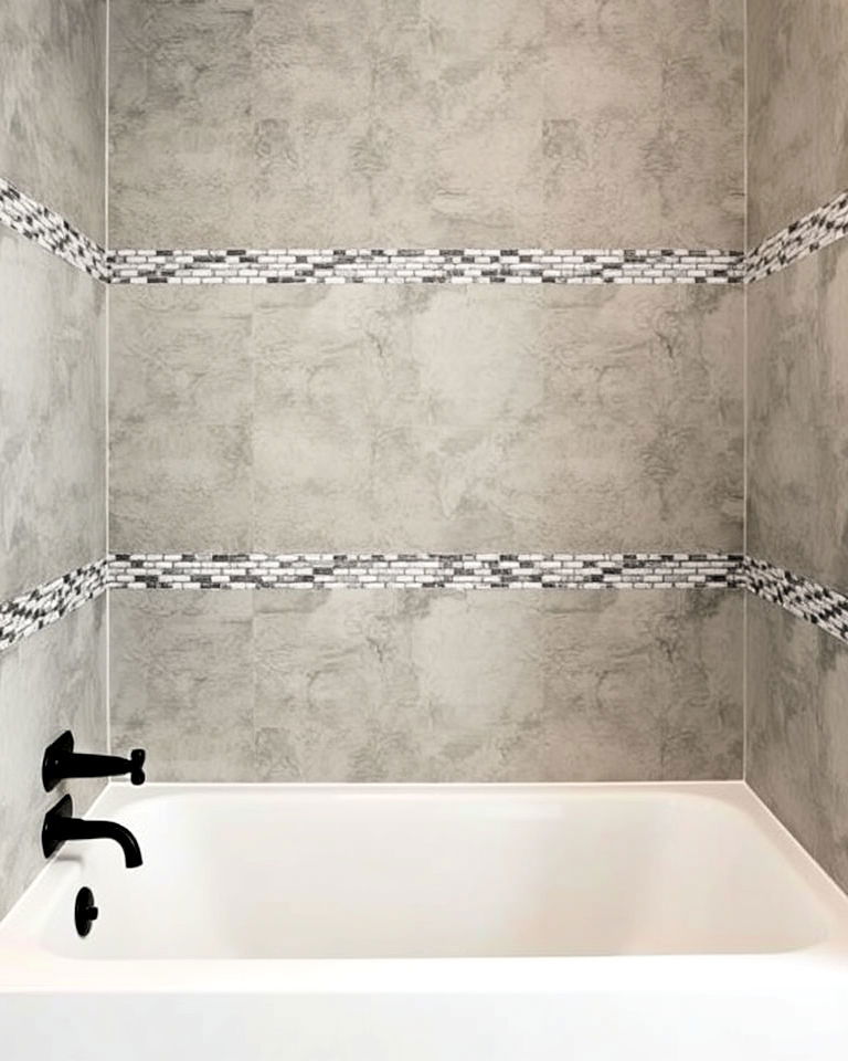 modern concrete mosaic tiles - 40 Bathtub Tile Ideas