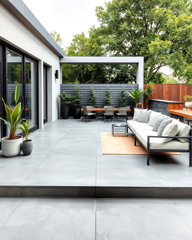 modern concrete slabs floor - 25 Balcony Flooring Ideas