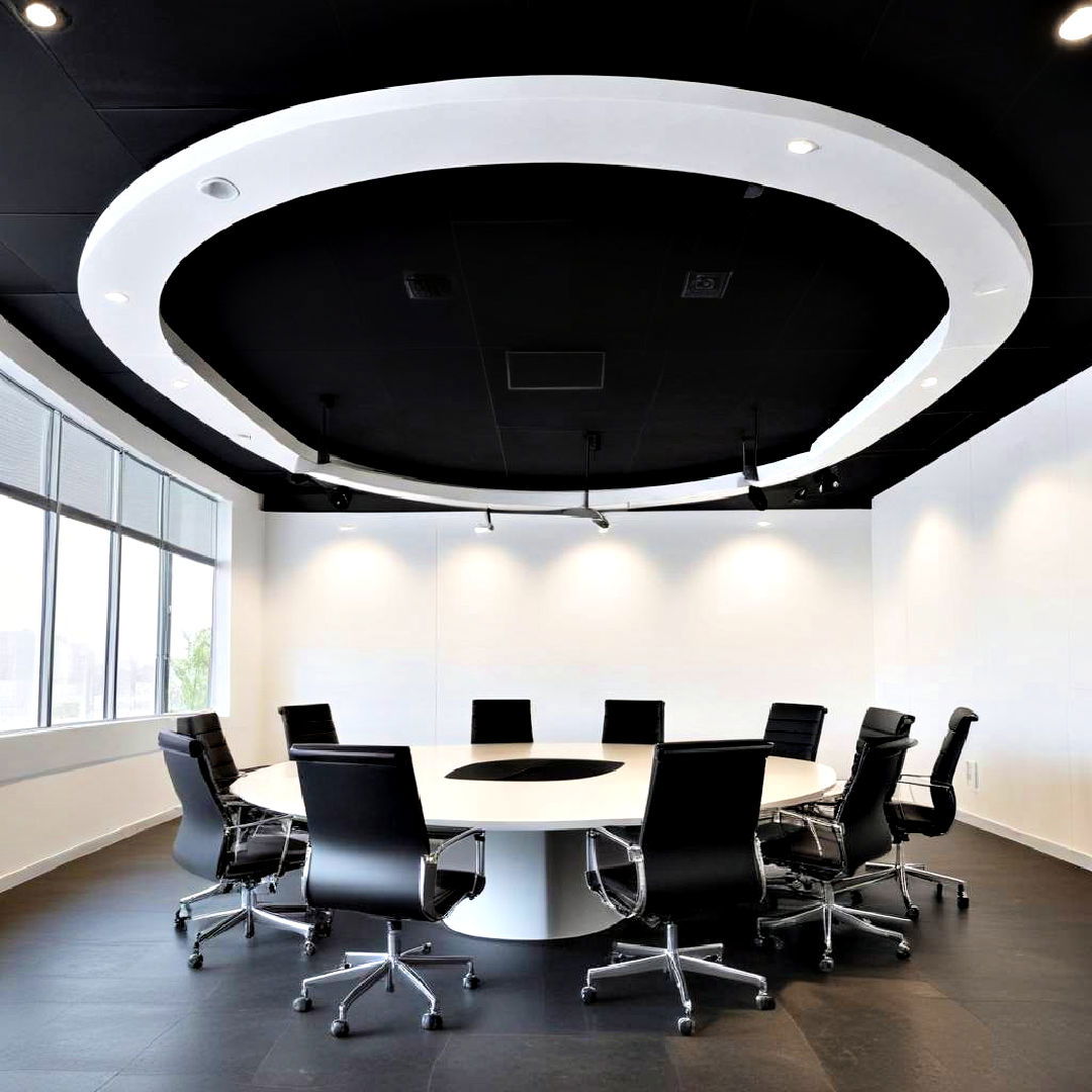 modern conference room black ceiling - 25 Black Ceiling Design Ideas