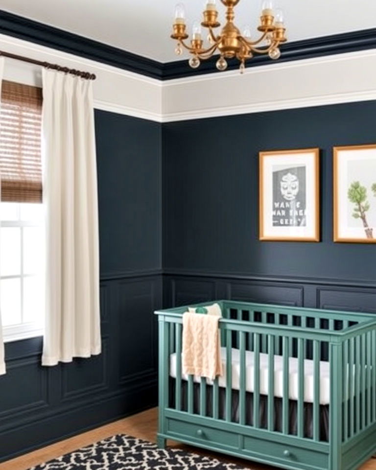 modern contrasting dark wainscoting - 15 Wainscoting Nursery Ideas