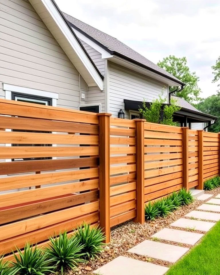 modern cottage withh horizontal wood slat fencing - 25 Modern Cottage House Exterior Ideas