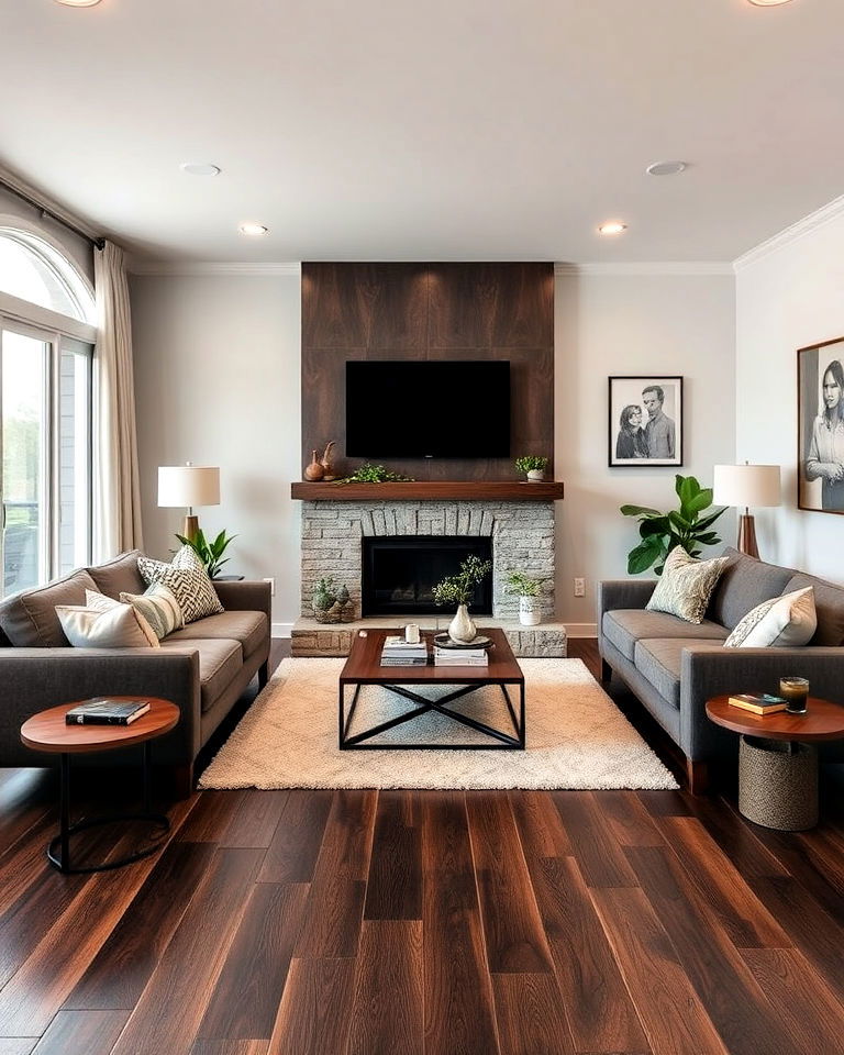 modern dark brown engineered wood flooring - 30 Dark Brown Floor Living Room Ideas