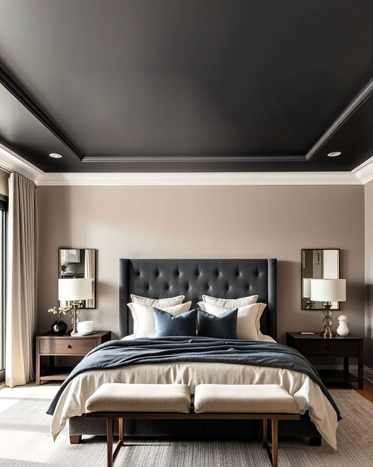modern dark grey ceiling for bedroom - 30 Dark Grey Bedroom Ideas