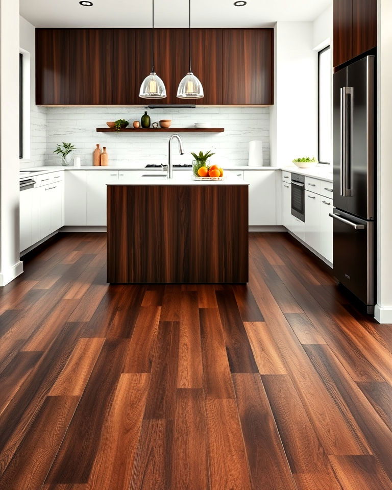 modern dark wood kitchen floor - 15 Kitchens With Wood Floors