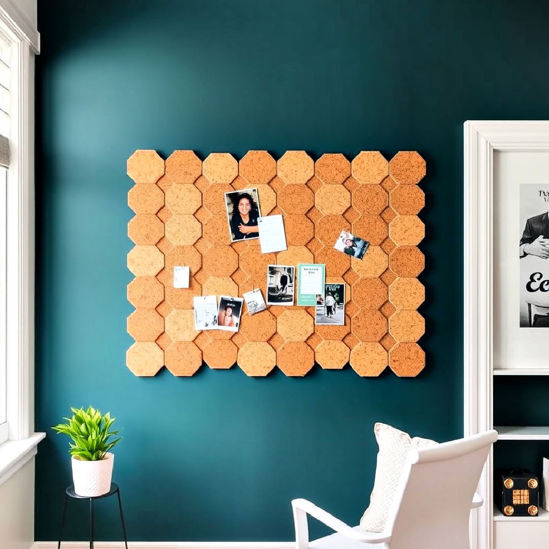 modern design hexagon corkboard wall - 25 Geometric Accent Wall Ideas