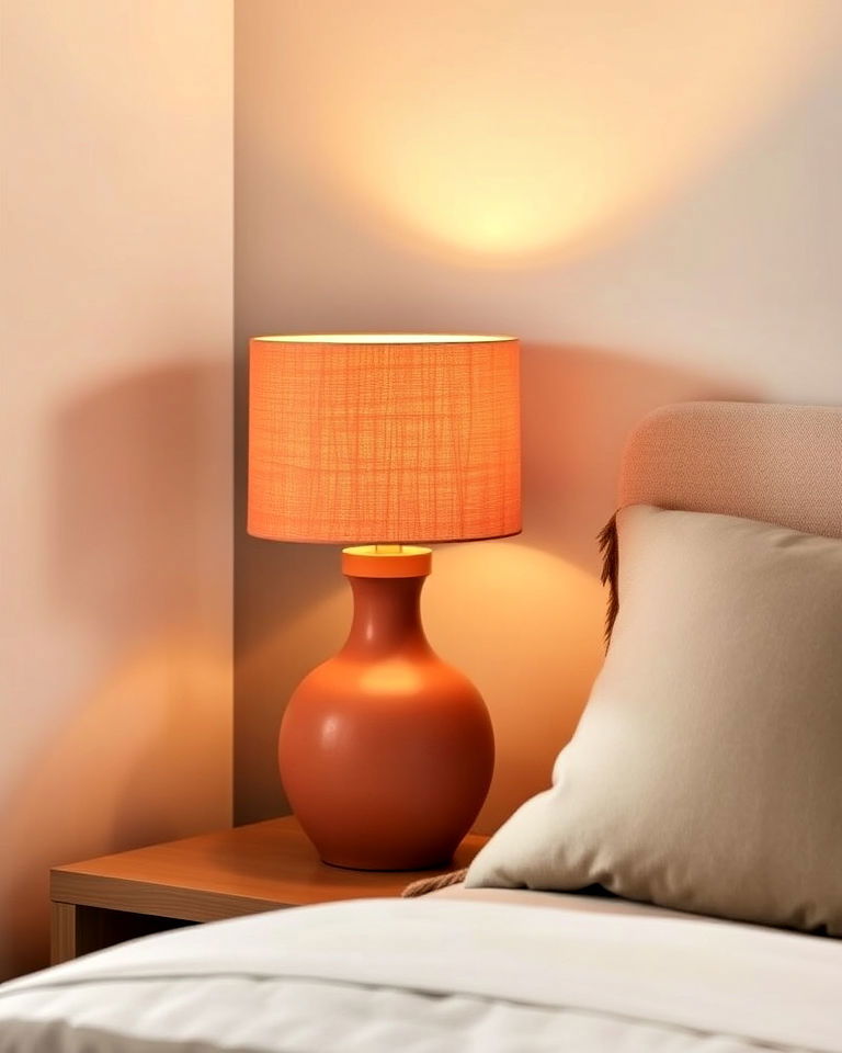 modern design terracotta bedside lamp - 20 Terracotta Bedroom Ideas