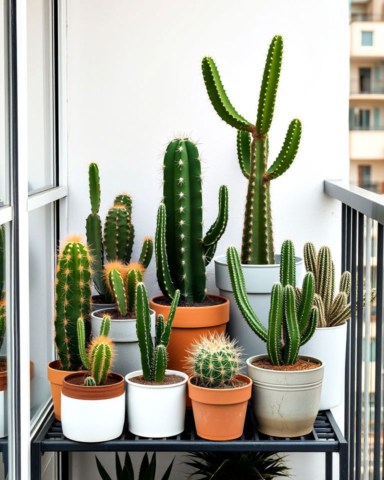 modern display cactus garden - 40 Balcony Garden Ideas
