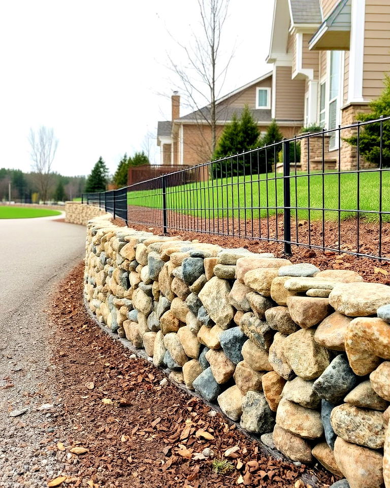 modern driveway edge with gabion walls - 30 Driveway Edging Ideas