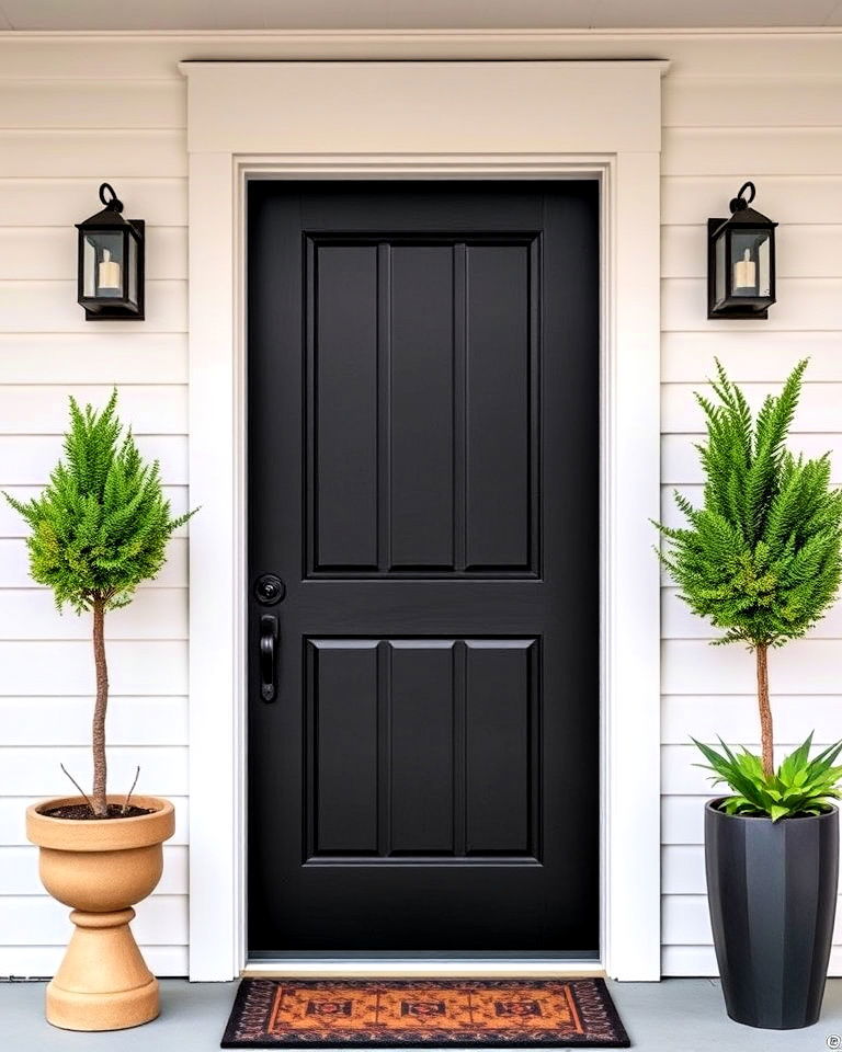 modern ebony matte finish front door - 25 Stained Front Door Ideas