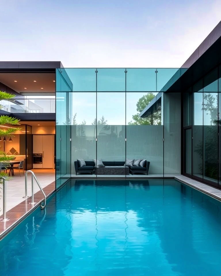 modern edge glass walled pool - 40 Swimming Pool Ideas
