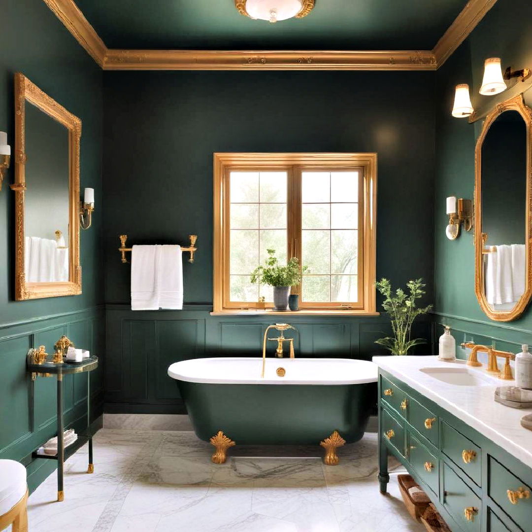 modern emerald green and gold trim - 20 Green and Gold Bathroom Ideas