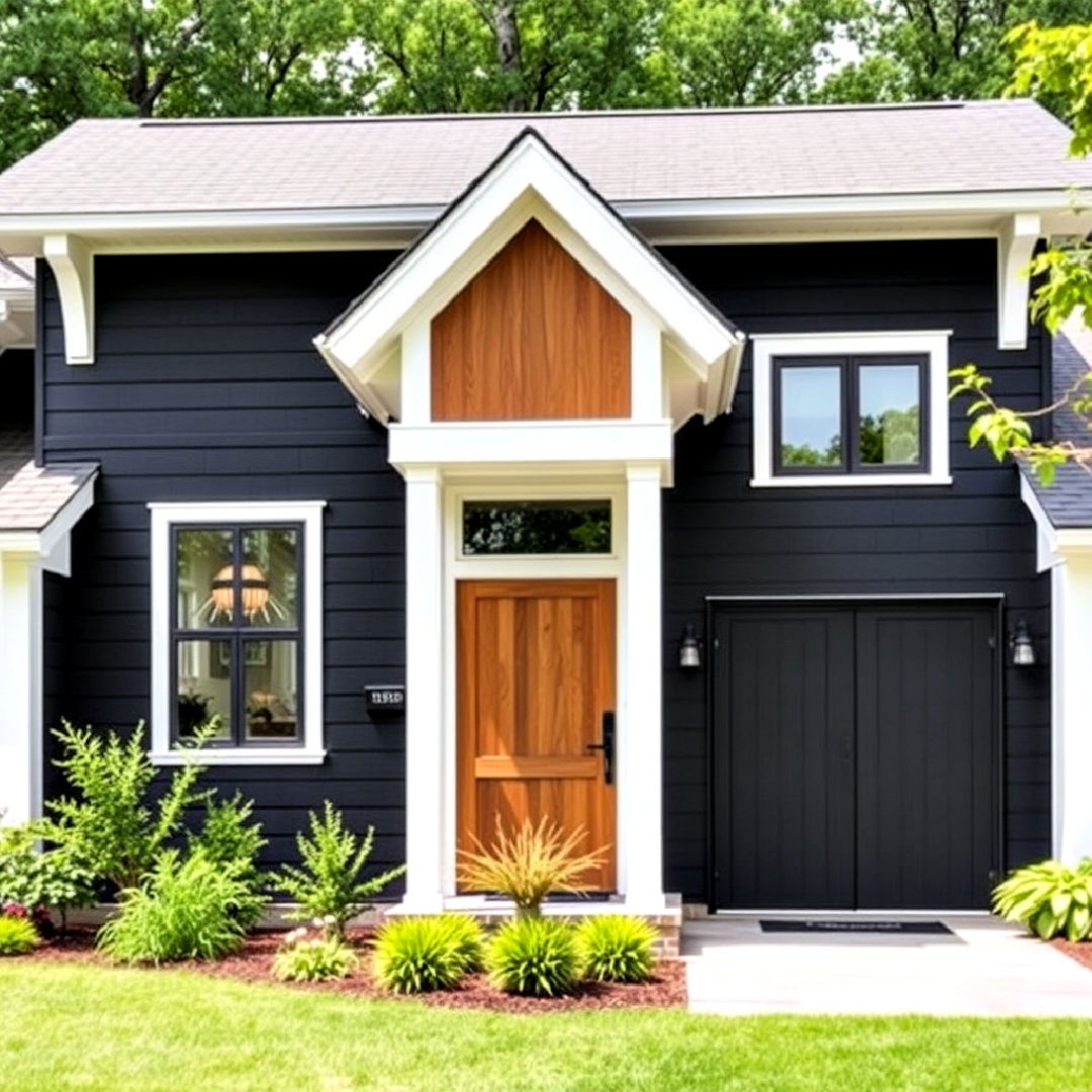 modern farmhouse exterior with bold black siding - 40 Black Modern Farmhouse Exterior Design Ideas