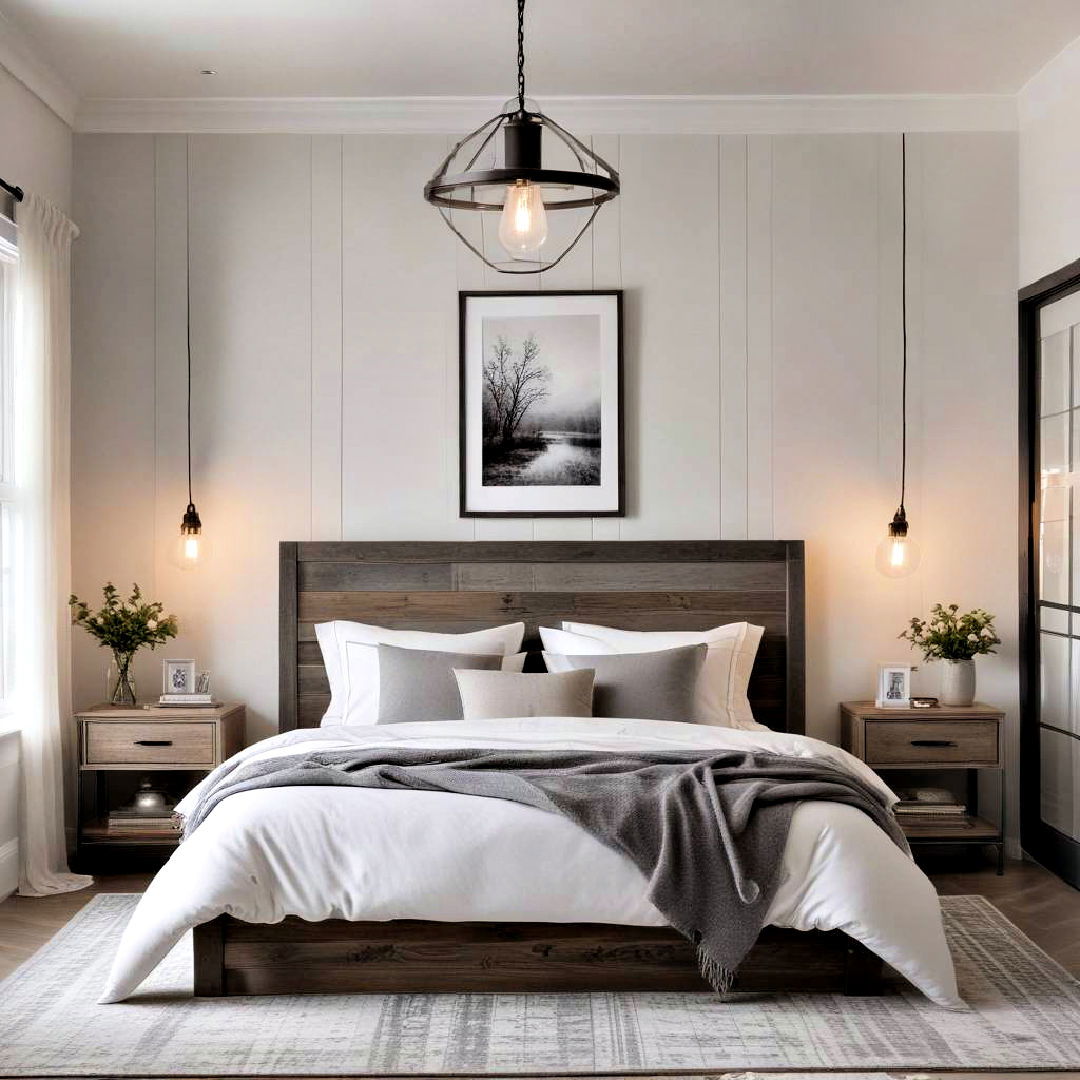modern farmhouse style bedroom - 40 Grey and White Bedroom Ideas