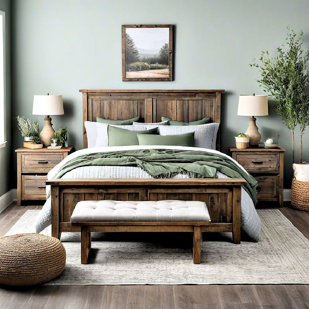 modern farmhouse style bedroom - 25 Sage Green and Grey Bedroom Ideas
