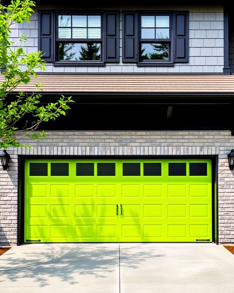 modern flair lime green garage door - 20 Green Garage Door Ideas