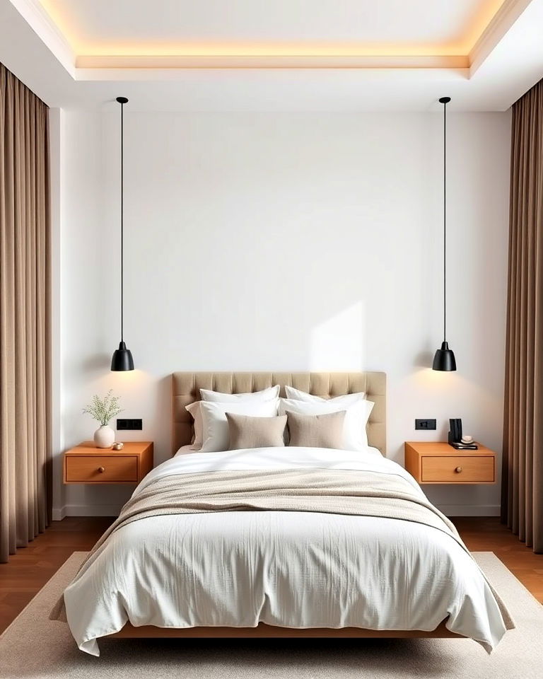 modern floating bedside tables - 30 Bedroom Decor Ideas