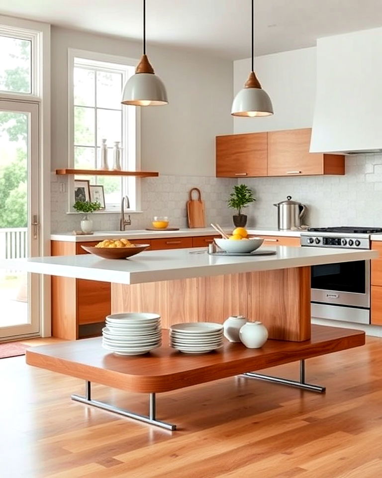 modern floating kitchen island design - 40 Mid-century Modern Kitchen Ideas