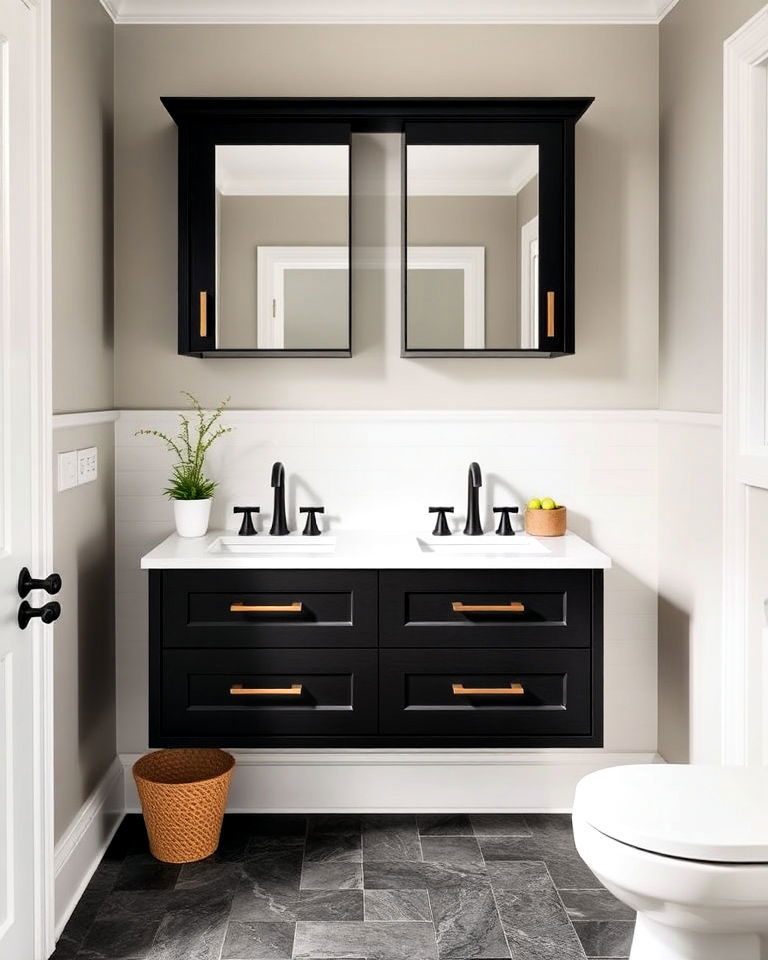 modern floating vanity - 30 Transitional Bathroom Ideas