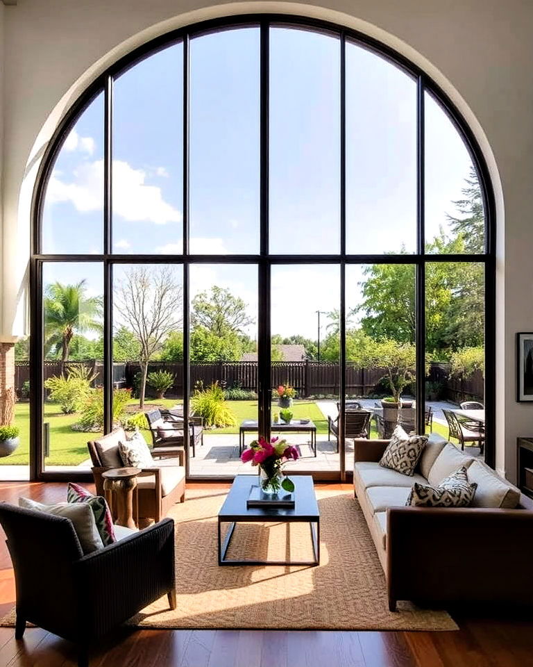 modern floor to ceiling glass arches - 30 Arch Window Design Ideas