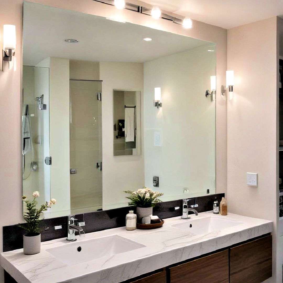 modern frameless mirror - 40 Bathroom Decor Ideas