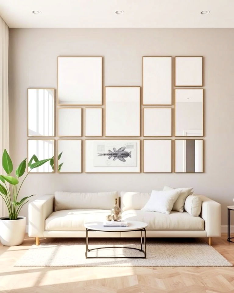 modern frameless mirrors for sleek effect - 20 Mirror Collage Wall Ideas