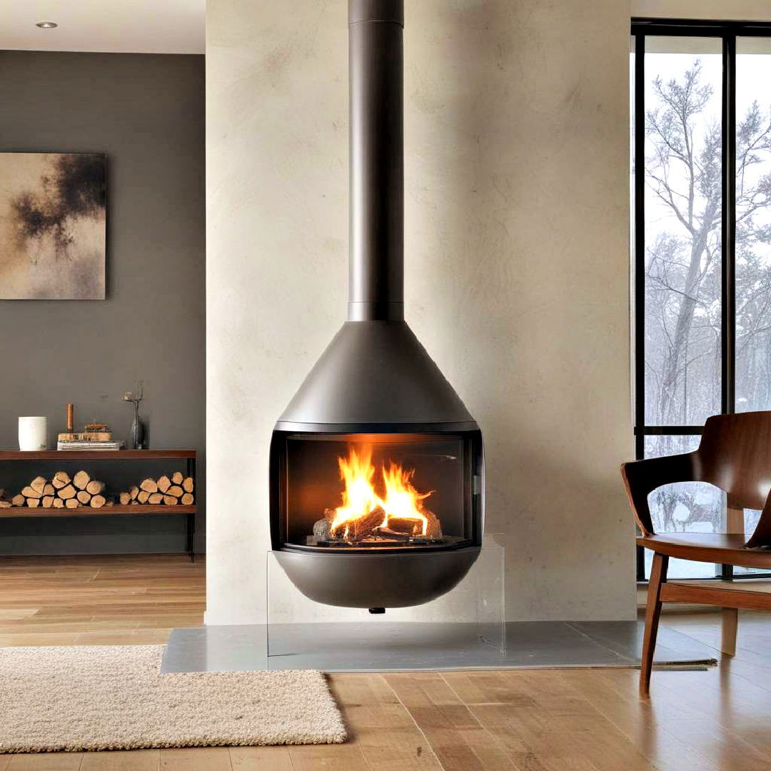 modern free standing fireplace - 40 Modern Fireplace Ideas