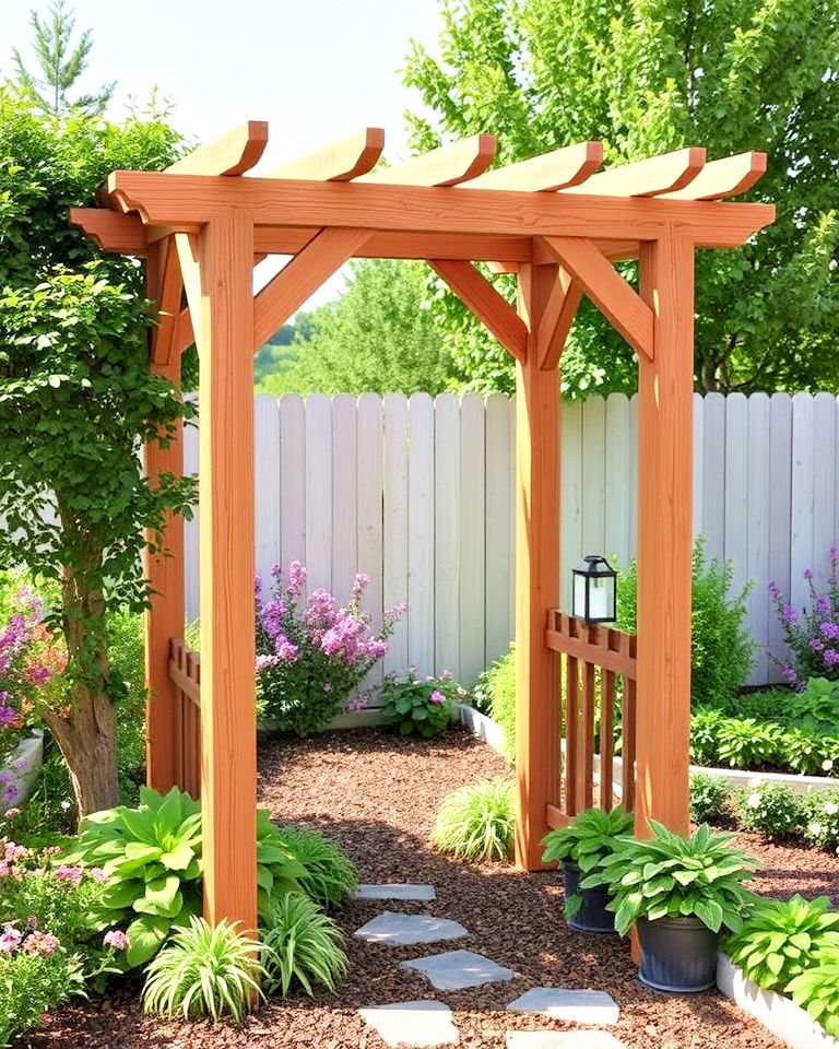 modern freestanding wooden arbor - 40 Shade Ideas