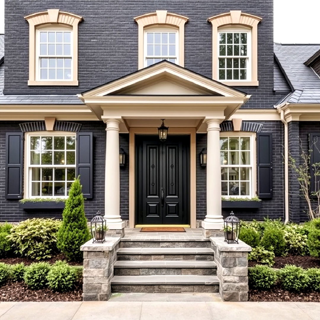 modern french provincial with a black brick twist - 40 Black Brick House Exteriors