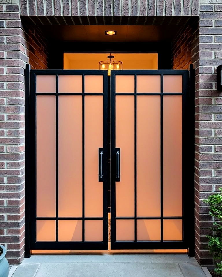 modern frosted privacy gate - 20 Front Door Gate Ideas