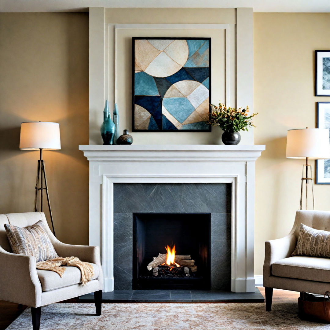 modern geometric artwork mantel decor - 40 Mantel Decor Ideas