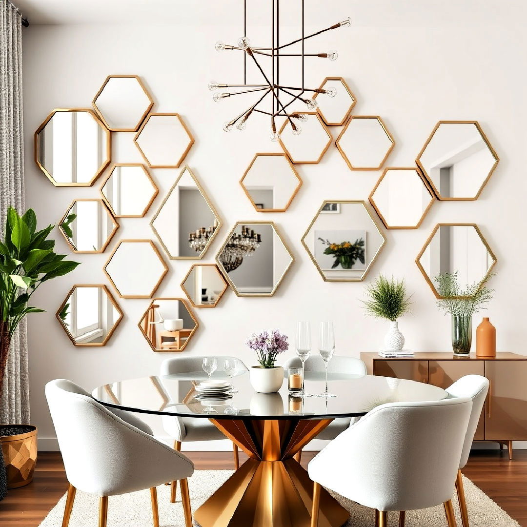 modern geometric mirrors - 25 Dining Room Mirror Ideas